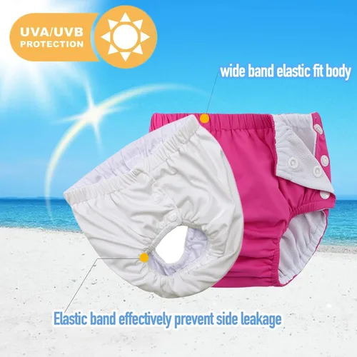 Vista 4 de Pañales de natación reutilizables para bebés recién nacidos, lavables, unisex, pañales de natación para bebés, color rosa intenso, 0-3 meses