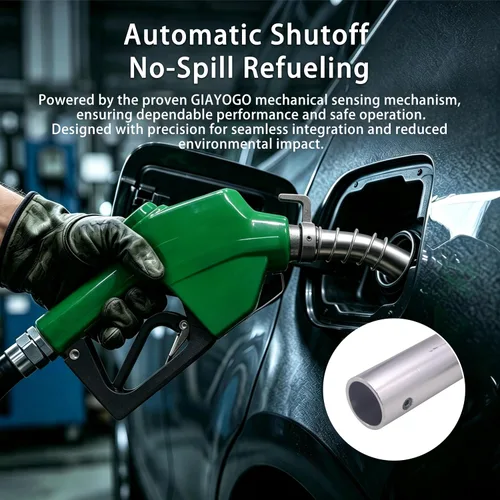 Vista 3 de Boquilla de combustible de 1 pulgada NPT con apagado automático verde para bomba de gasolina, boquilla resistente con manguera de combustible