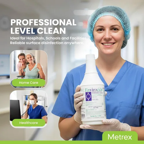 Vista 5 de Metrex Envirocide - Botella desinfectante para superficies de 24 onzas, limpiador de instrumentos médicos, espray limpiador de superficies listo