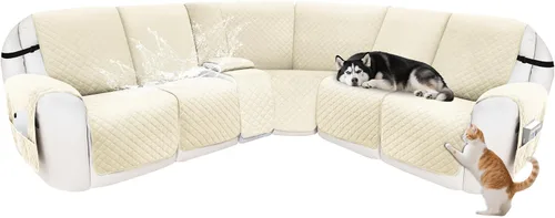 Vista 40 de Fundas para sofá modular reclinable, de terciopelo en forma de L, funda de consola central para perros y mascotas, lavable antideslizante, 1 funda
