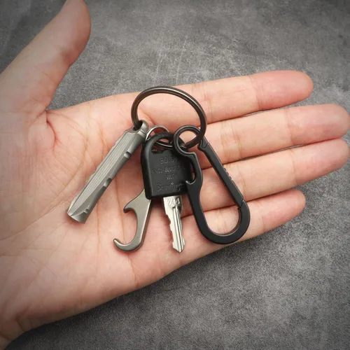 Vista 7 de Small Titanium Keychain Clip with Titanium Key Ring, Key Chain Clip Key Holder