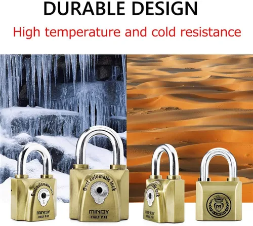 Vista 3 de Mindy Candado con llave resistente al agua de 2.362 in con 4 llaves Hardened Steel Shackle Rust and Corrosion Resistant Pick and Pry Protection