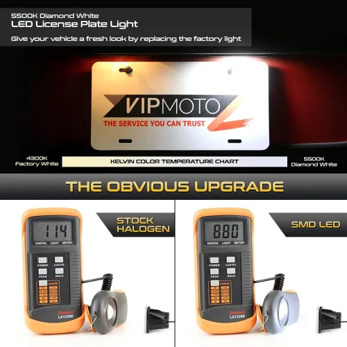 Vista 3 de VIPMOTOZ Luz LED completa para placa de matrícula para Toyota Tacoma 2016-2023 y camioneta Tundra 2014-2021, 6000K blanco diamante, 2 piezas