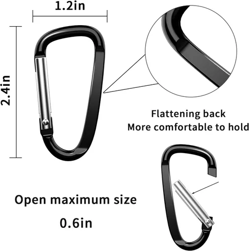 Vista 2 de 2.4 "24pcs pequeño mosquetón clip llavero, aluminio D anillo forma clips con llavero gancho