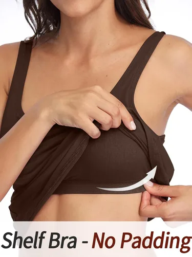 Vista 17 de V FOR CITY Camiseta sin mangas de algodón para mujer con brasier de estante ajustable con correa ancha y tirantes básicos