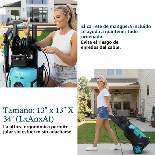 Vista 6 de Lavadora de presión 5000Max con pantalla táctil ajustable de 8 niveles, cable de alimentación de 35 pies con GFCI, 4 boquillas de conexión rápida
