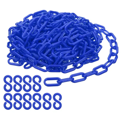 Vista 15 de PATIKIL Cadenas de plástico, cadenas de seguridad de 30 pies, cadenas de plástico negro para barreras, control de multitudes, líneas de cola