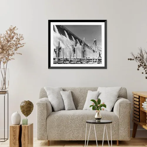 Vista 2 de Historic Framed Print, Grand Coulee dam construction, 17-7/8" x 21-7/8