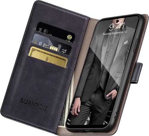 Vista 4 de SUANPOT Funda de cuero tipo cartera para Samsung Galaxy A53 5G con tarjetero RFID con tapa para teléfono con tapa folio libro a prueba de golpes