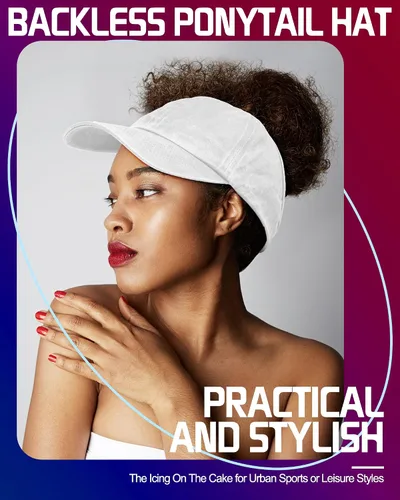 Vista 6 de Jiuguva Paquete de 4 gorras de béisbol con espalda descubierta para cola de caballo, gorras de béisbol para mujer, ajustables