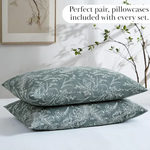 Vista 264 de Southshore Fine Living, Inc. Colección Winter Brush, juego de sábanas de 3 piezas para cama individual, sábana bajera con bolsillo profundo de 14