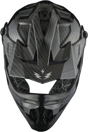 Vista 6 de 1Storm - Casco de motocross para adulto ATV Dirt Bike BMX MX, estilo pista de montaña JH601; paquete de casco de fibra de carbono negro, gafas