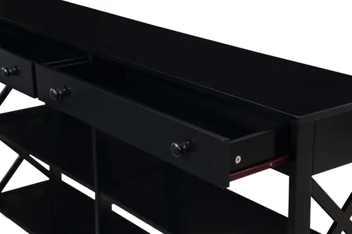 Vista 5 de Convenience Concepts Oxford - Mesa consola de 2 cajones con estantes, 60 pulgadas, color negro