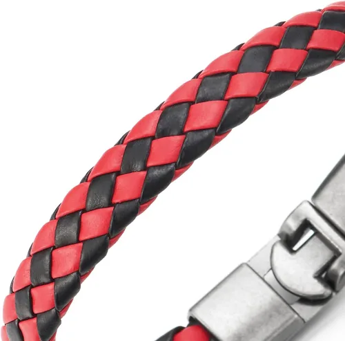Vista 3 de COOLSTEELANDBEYOND Braided Leather Bracelet for Man Women, Leather Bangle Wristband, Vintage Hook Clasp