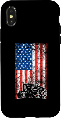 Vista 4 de Carcasa para iPhone 15 con bandera estadounidense para tractores agrícolas patrióticos Farmer USA