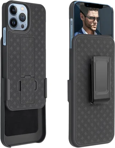 Vista 8 de Fingic Compatible con iPhone 13 Pro Max 5G, funda delgada y resistente con soporte giratorio para cinturón, funda a prueba de golpes para iPhone 13