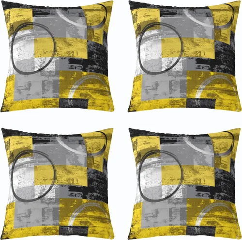 Vista 11 de Erosebridal Paquete de 4 fundas de almohada con diseño de círculos circulares y retro, color verde azulado degradado, fundas de cojín redondas Multi