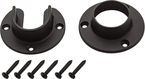Vista 4 de Soporte de extremo de varilla de acero inoxidable resistente con tornillos (negro mate, 5 juegos)