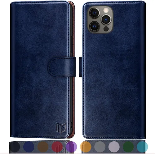 Vista 12 de SUANPOT Funda de piel tipo cartera para iPhone 12/12 Pro 6.1 (no 12 Pro Max de 6.7 pulgadas) con bloqueo RFID, tarjetero y tarjetero con tapa