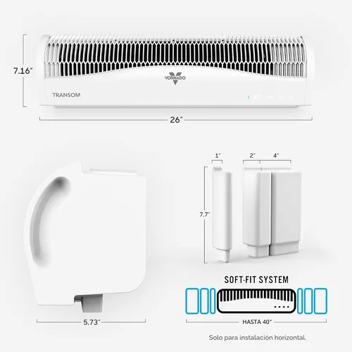 Vista 3 de [Usado] Ventilador de ventana Vornado TRANSOM con 4 velocidades, control remoto, modo de extracción reversible, carcasa resistente a la intemperie