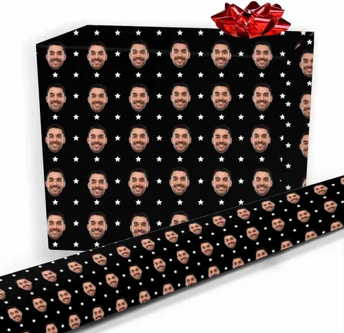 Vista 20 de Papel de regalo personalizado, divertido papel de regalo para cara, foto, nombre, Día del Padre, rollo de regalo para papá, hombres, mujeres, niños