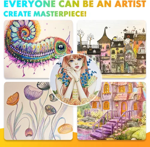Vista 5 de nsxsu Suministros de arte para niños, adolescentes y adultos, 8 lápices arcoíris, suministros de dibujo, lápices de colores gigantes para dibujar