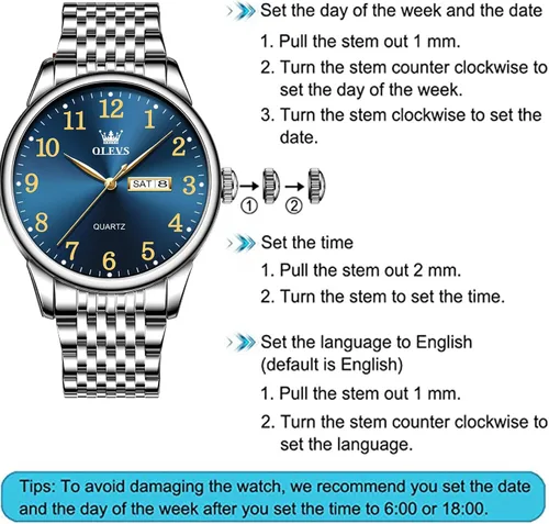 Vista 6 de OLEVS Classic Wrist Watches for Men, Brown Leather Watch Men, Casual Analog Day Date Mens Watches, Black Mens Leather Watch, Dress Quartz Waterproof