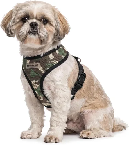 Vista 37 de Arnés para perro Parisian Pet - Arnés de libertad ajustable - Chaleco para perro de camuflaje verde - Arnés para perro de 100% tela de malla