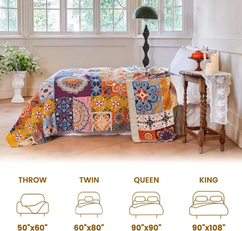 Vista 182 de MSGKV - Manta bohemia/primaveral de algodón para sofá y sala de estar, de gasa acogedora, de 50 x 60 pulgadas 50"x60" Cotton Throw, Woven Bird