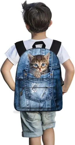 Vista 5 de JBS-NO.1 Linda mochila infantil para adolescentes, niñas, niños, mujeres, gatos, perros, cachorros, Varios colores, Cat-a