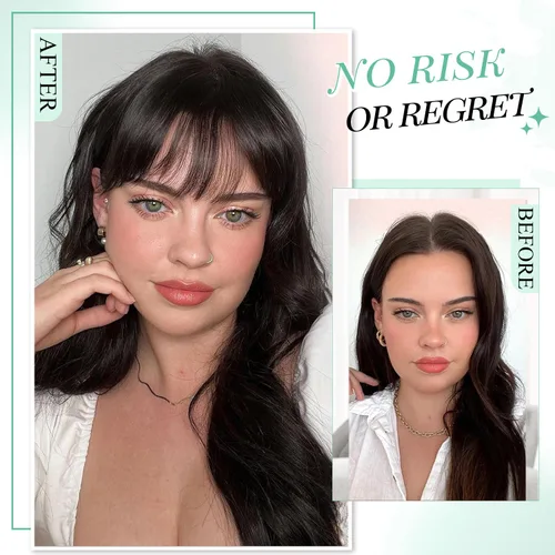 Vista 5 de Flequillo con Clip, Flequillo de Cabello con Clip, Flequillo Falso, Flequillo con Clip, Flequillo con Clip de Cabello Humano Real, Postizos Ombre