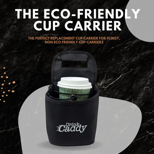 Vista 2 de Organizador de bebidas portátil para bebidas y portavasos de café reutilizable, bolsa plegable de 2 tazas con bolsillos organizadores, asegura