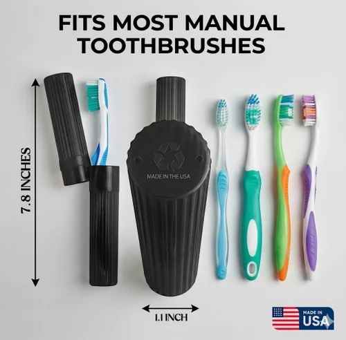 Vista 2 de American Comb Soporte para Cepillos de Dientes - Negro, Fabricado en EE.UU., con Orificios de Ventilación, para Fundas de Cepillos de Dientes