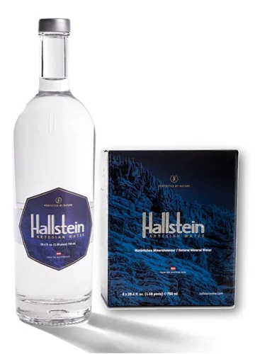 Vista 2 de Hallstein Artesian - Agua calina natural sin gas (no espumosa) 25.4 onzas líquidas (6 botellas de vidrio)