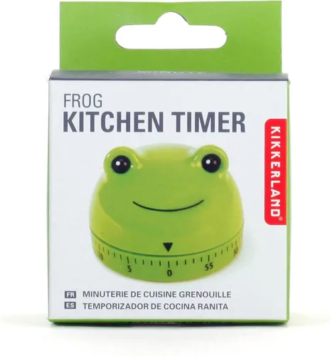 Vista 4 de Kikkerland Temporizador de rana - Dispositivo divertido para el hogar y la cocina - Cronometraje de cuerda de 60 minutos para cocinar