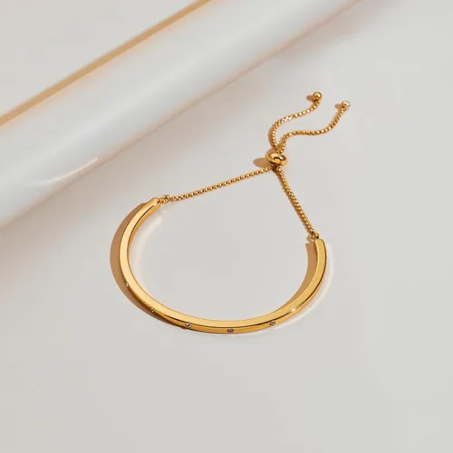 Vista 2 de WOWORAMA Pulseras deslizantes ajustables para mujer, pulsera de amistad para mujer, pulsera bolo de oro, oro blanco, oro rosa