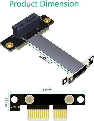 Vista 3 de HLT Cable de extensión PCI-e PCI Express 36PIN 1X de alta calidad (dirección vertical dual de 90 grados)