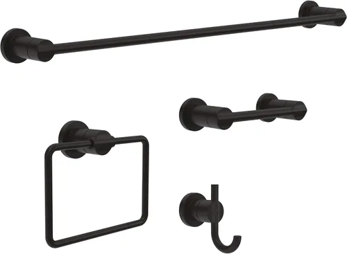 Vista 3 de Delta Nicoli (1-Paquete) Soporte de Papel Higiénico Negro Mate Soporte de Rollo de Paño para Organización y Almacenamiento en el Baño Soporte