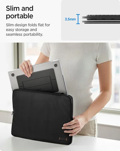 Vista 4 de Spigen Soporte plegable delgado para laptop, portátil, ergonómico, elevador de ángulo, antideslizante, compatible con MacBook Neo, MacBook Air
