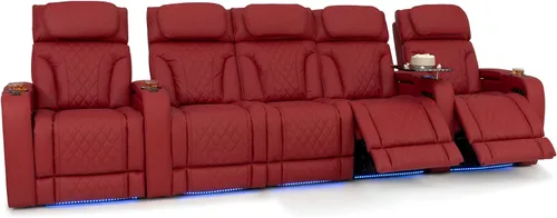 Vista 55 de Seatcraft Luminis 365 - Asiento de cine en casa (fila de 2 biplazas), color carmesí