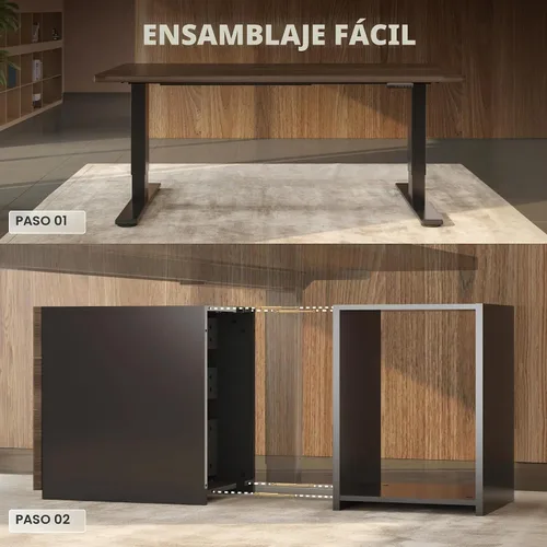 Vista 6 de FLEXISPOT Escritorio ejecutivo de pie de 55 pulgadas con cajones y gabinete