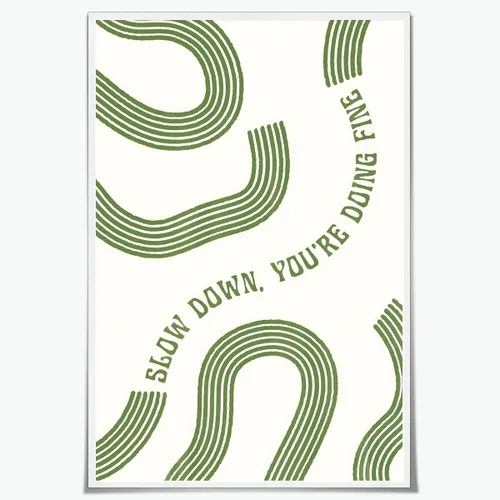Vista 27 de Arte de pared "Slow Down You’re Doing Fine" Retro Minimalista Motivacional Cita Musical Póster Inspirador Letras de Canciones de Media Siglo en Tela