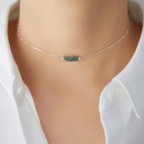 Vista 2 de Dainty Pearl 925 Sterling Silver Choker Collar Necklace Handmade With 3 White Pearl April Birthstone Jewelry Necklace Gifts for Women Young Lady