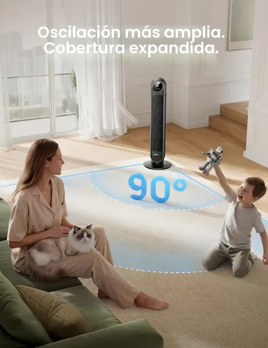 Vista 5 de DREO Ventilador de torre para dormitorio, velocidad de 28 pies/s