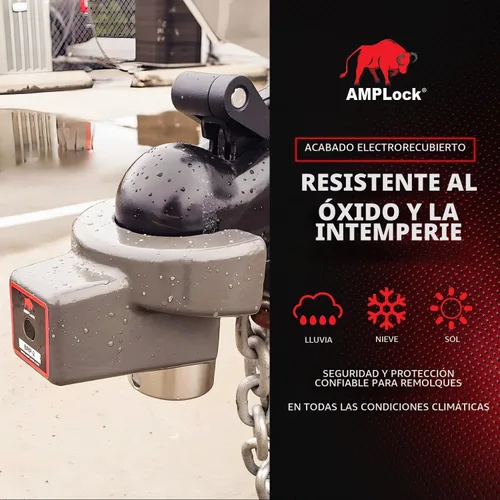 Vista 5 de AMPLock - U-BRP2 Candado de acople de remolque resistente, candado de 2" para RV y botes, accesorios para remolques de viaje, acoplador de bola