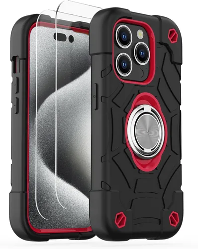 Vista 42 de KCJ Funda para iPhone SE 2022/2020, iPhone 8/7/6/6S, con [2×Protectores de Pantalla][Soporte de Anillo] Silicona Suave+PC Duro Protección Completa
