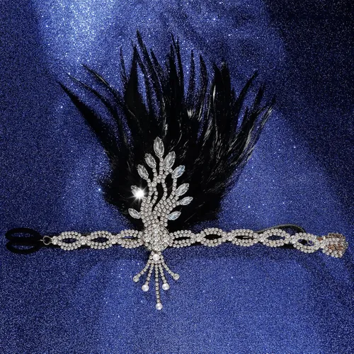 Vista 4 de FRCOLOR Diadema de cristal de los años 20, accesorios para el cabello de Gatsby para mujer