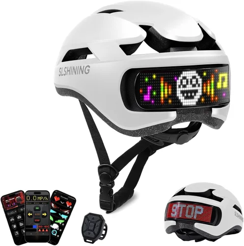 Vista 11 de Bike Helmet, Bicycle Helmets with Light, 360° High Visibility LED Display, Lightweight Adjustable Mountain Bike Helmet with Turn Signals, Smart APP