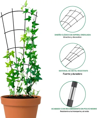 Vista 4 de Mklsit Paquete de 4 Enrejados de Plantas de 23'' para Plantas Trepadoras en Macetas de Interior y Exterior, Enrejado de Jardín de Metal para Plantas