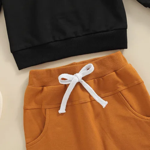 Vista 62 de Ropa de bebé niño 3 6 9 12 18 24M 3T Conjunto de pantalones con capucha patchwork sudadera con capucha pantalones de rayas traje de otoño invierno